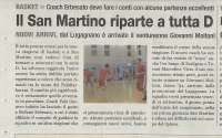 San Martino Basket rassegna stampa Samba serie D sul giornale "in Provincia" di ottobre 2012